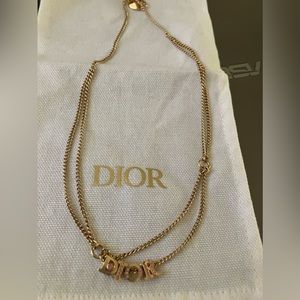 Christian Dior gold J’dior logo necklace